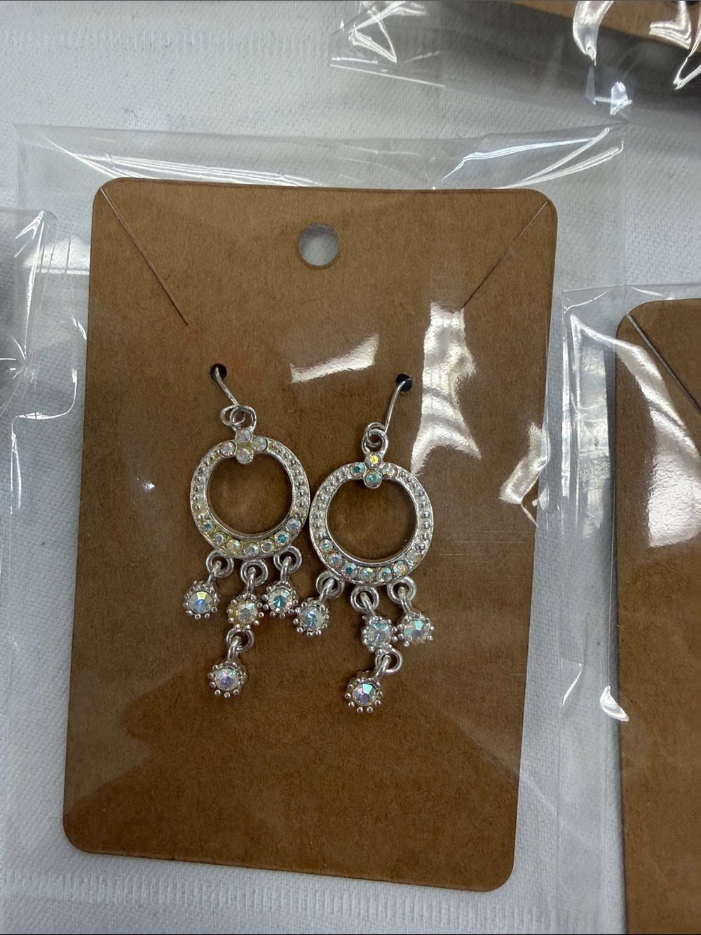 Talbots Silver-Tone Aurora Crystal Hoop Dangle Earrings